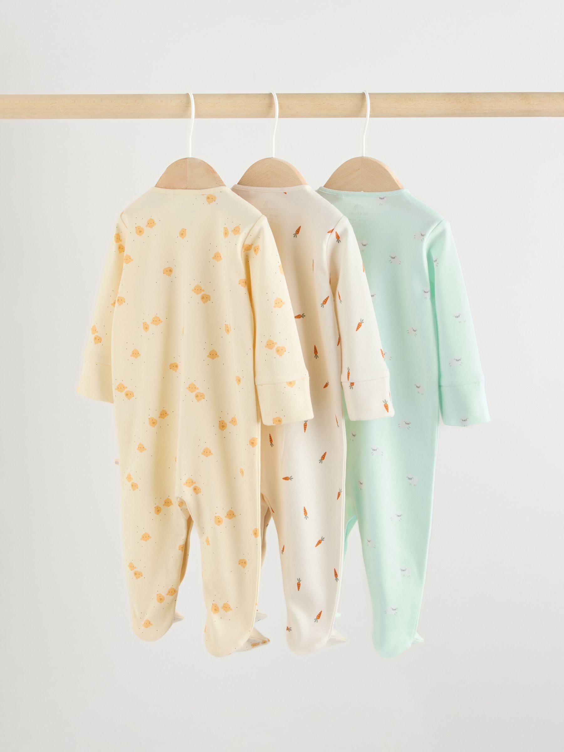 Yellow Spring Character 3 Pack Baby Sleepsuits (0mths-2yrs)