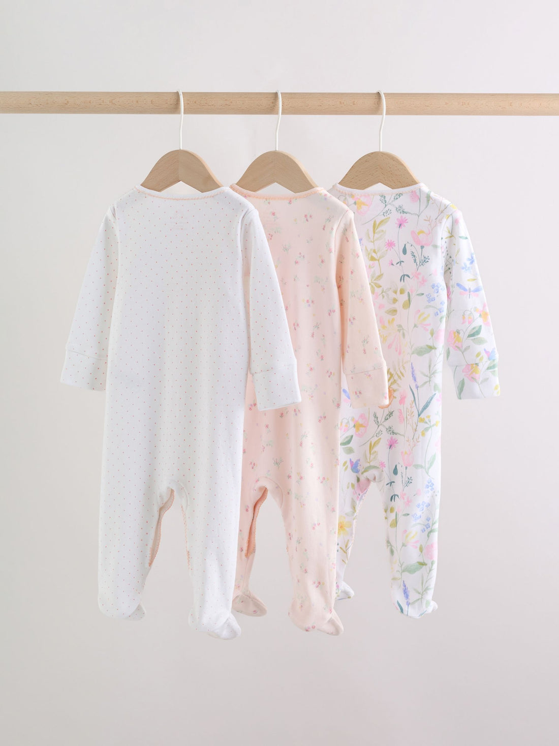Pink Baby Bunny Sleepsuits 3 Pack (0-2yrs)