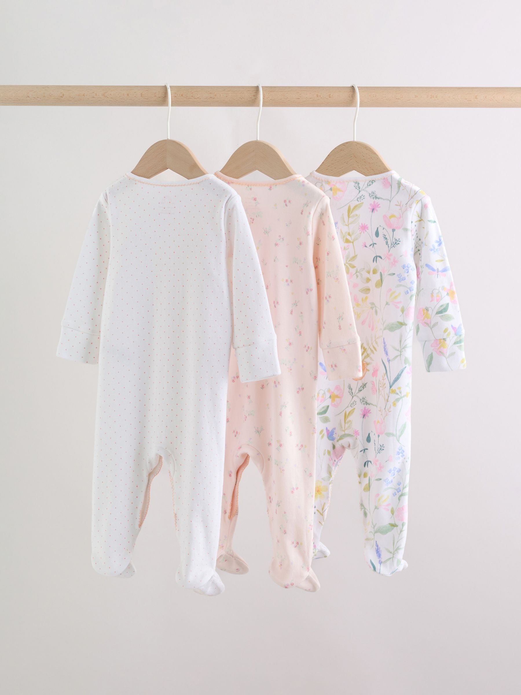 Pink Baby Bunny Sleepsuits 3 Pack (0-2yrs)