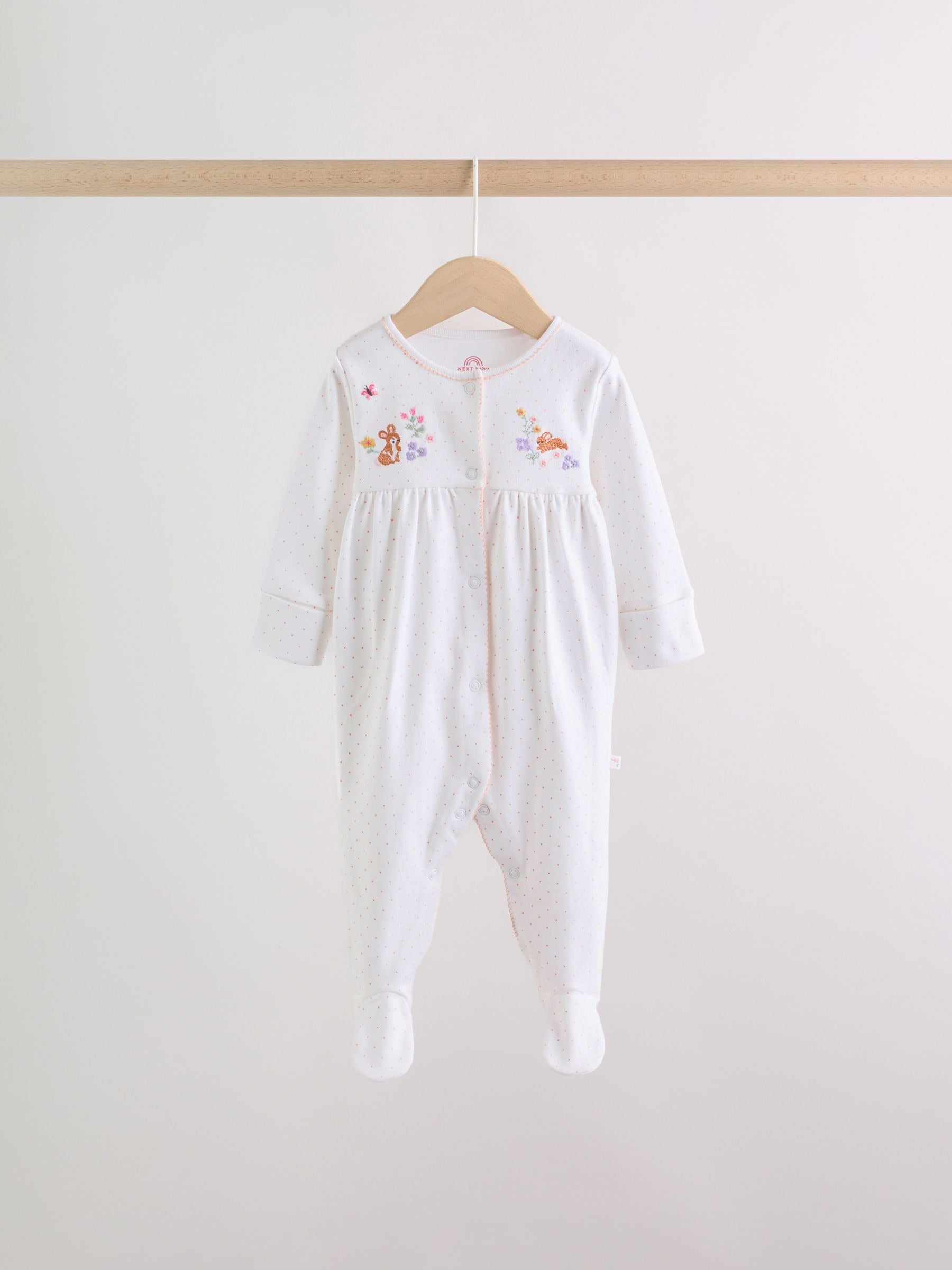 Pink Baby Bunny Sleepsuits 3 Pack (0-2yrs)