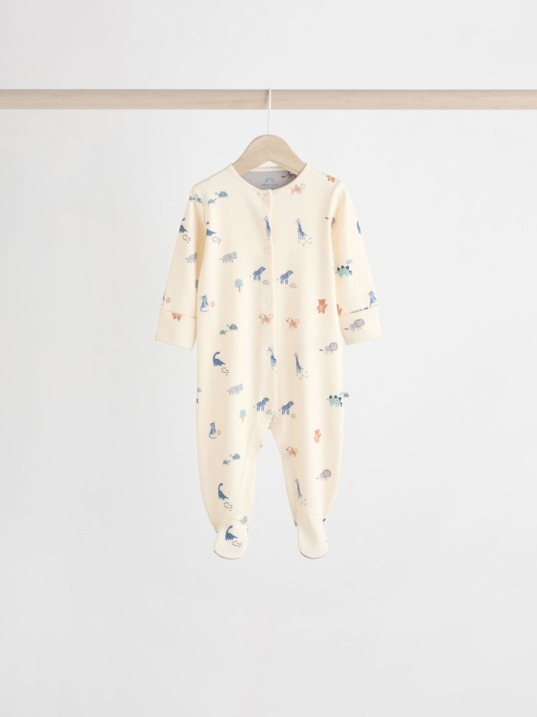 Teal Blue Patterned Baby Sleepsuits 5 Pack (0-2yrs)
