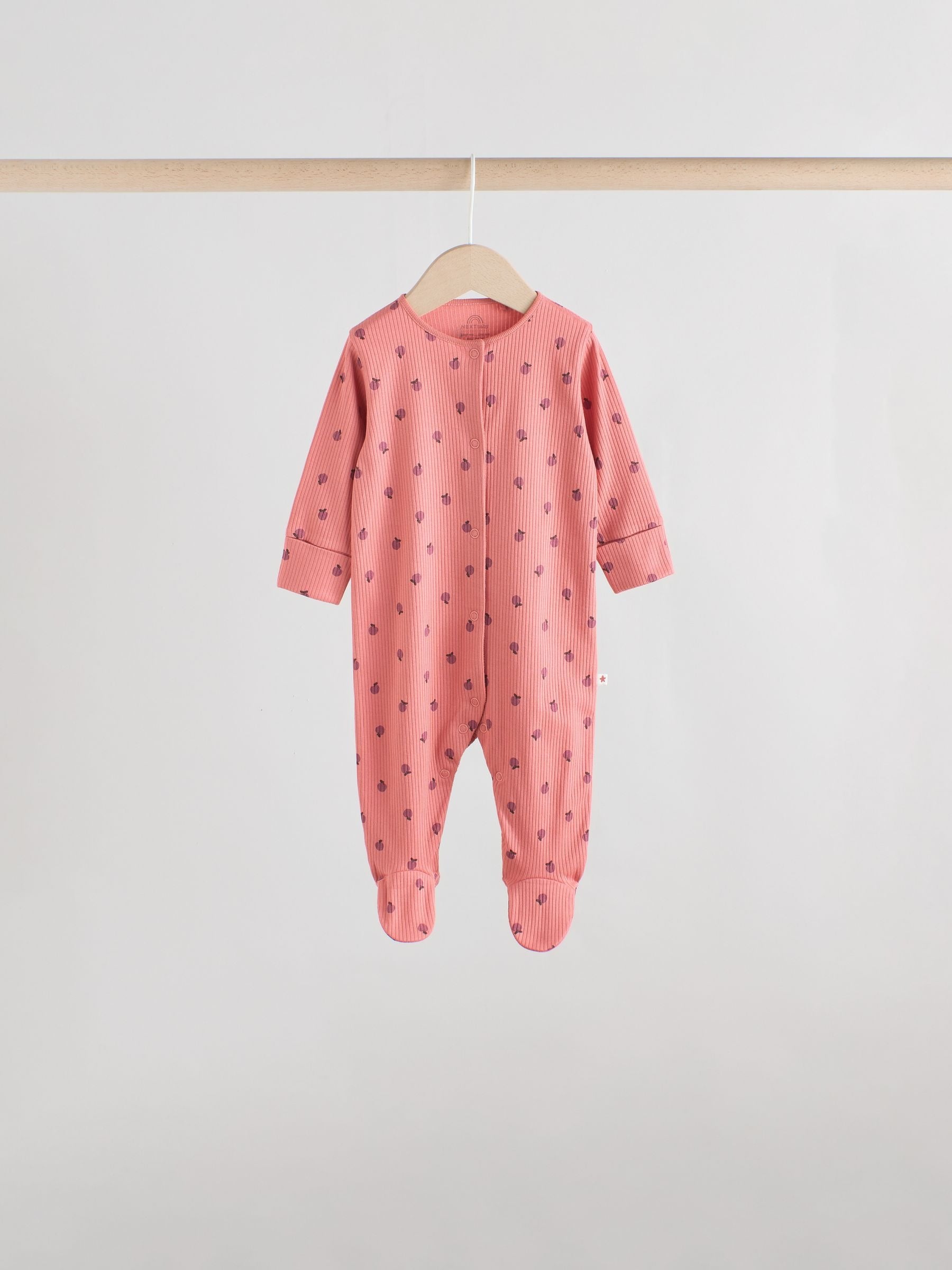Pink/Rust Ditsy Floral 5 Pack Baby Sleepsuits (0-2yrs)