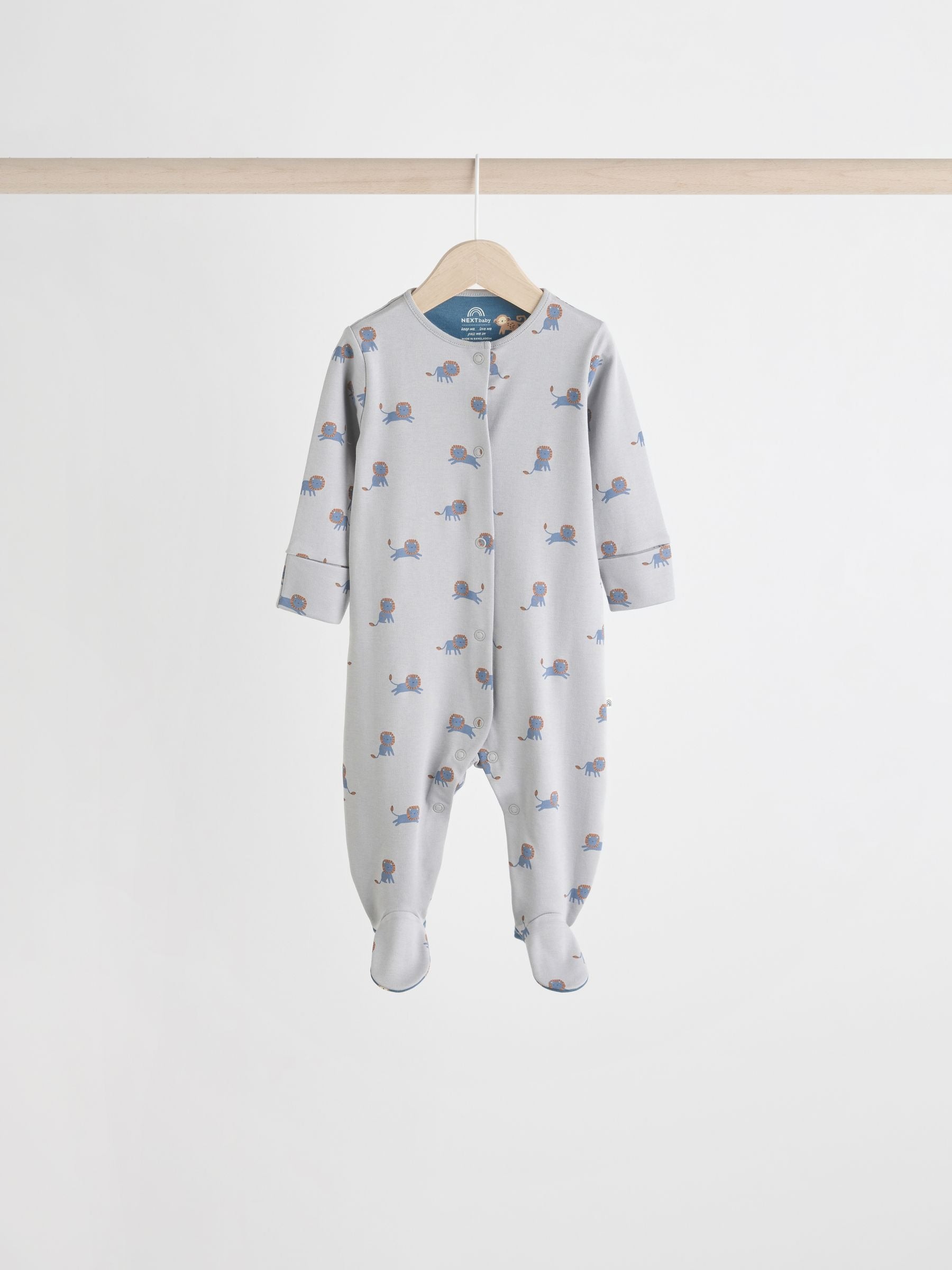 Teal Blue Patterned Baby Sleepsuits 5 Pack (0-2yrs)