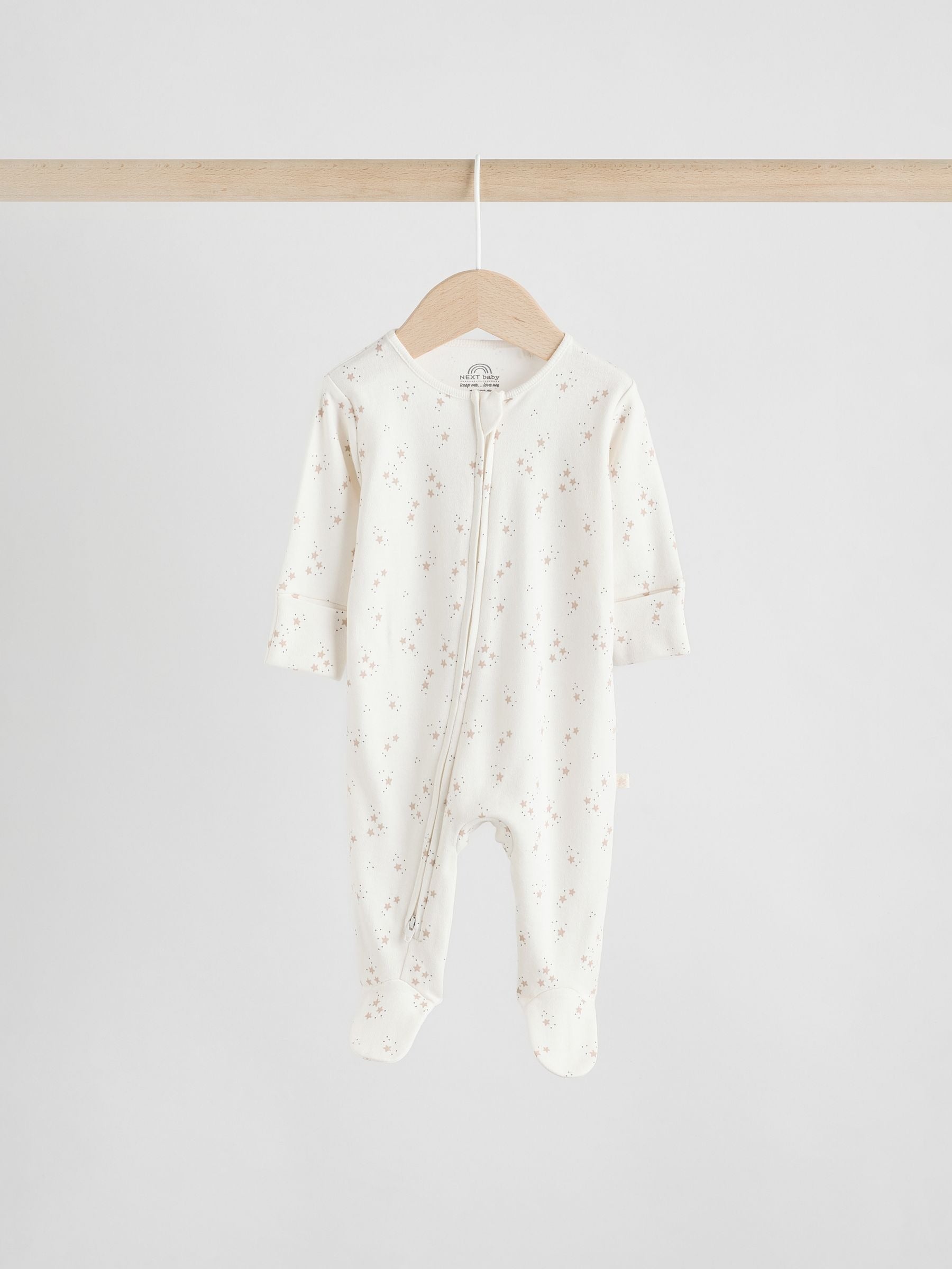 Neutral 7 Pack Two Way Zip Baby Sleepsuits (0-2yrs)
