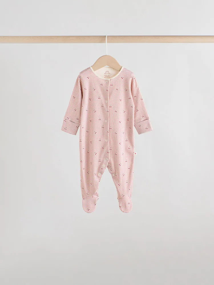 Pink/Rust Ditsy Floral 5 Pack Baby Sleepsuits (0-2yrs)