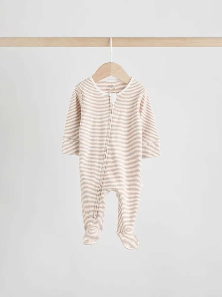 Neutral 7 Pack Two Way Zip Baby Sleepsuits (0-2yrs)