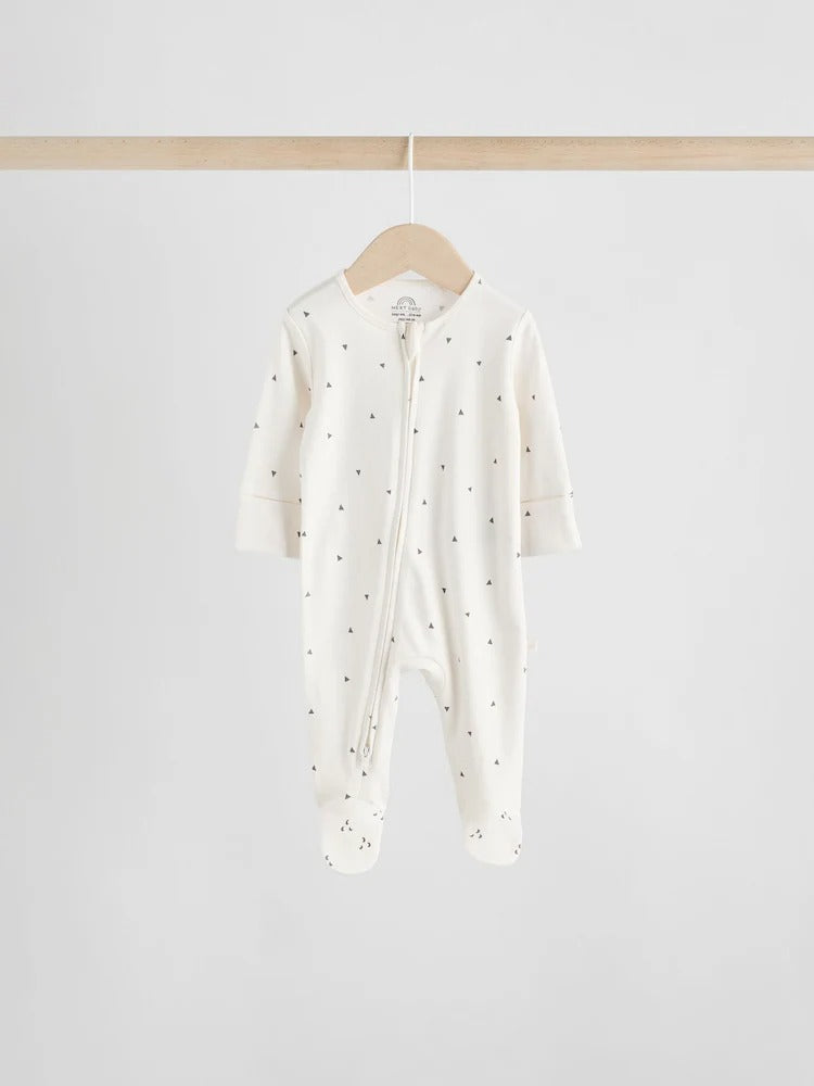 Neutral 7 Pack Two Way Zip Baby Sleepsuits (0-2yrs)