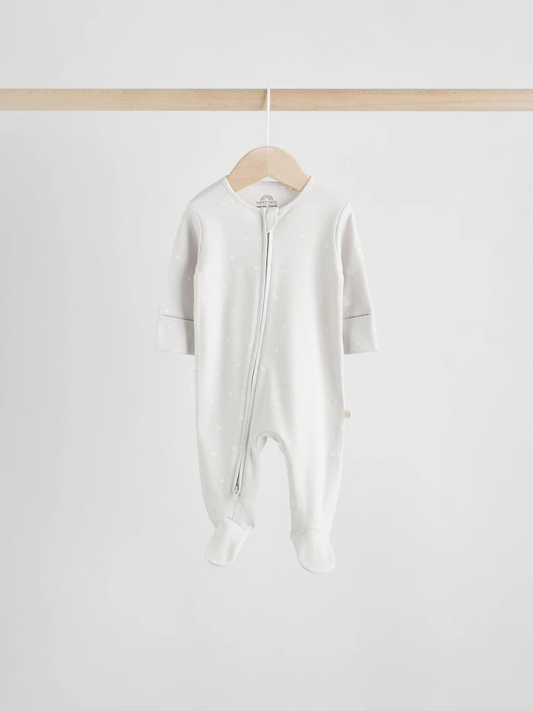 Neutral 7 Pack Two Way Zip Baby Sleepsuits (0-2yrs)