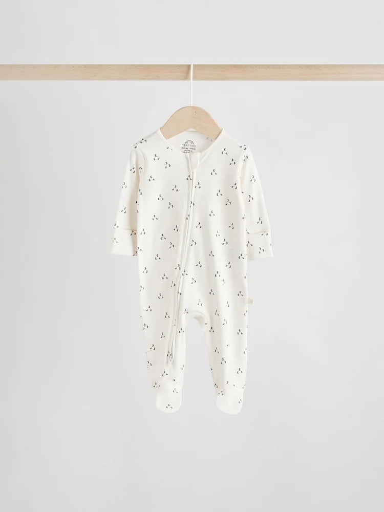 Neutral 7 Pack Two Way Zip Baby Sleepsuits (0-2yrs)
