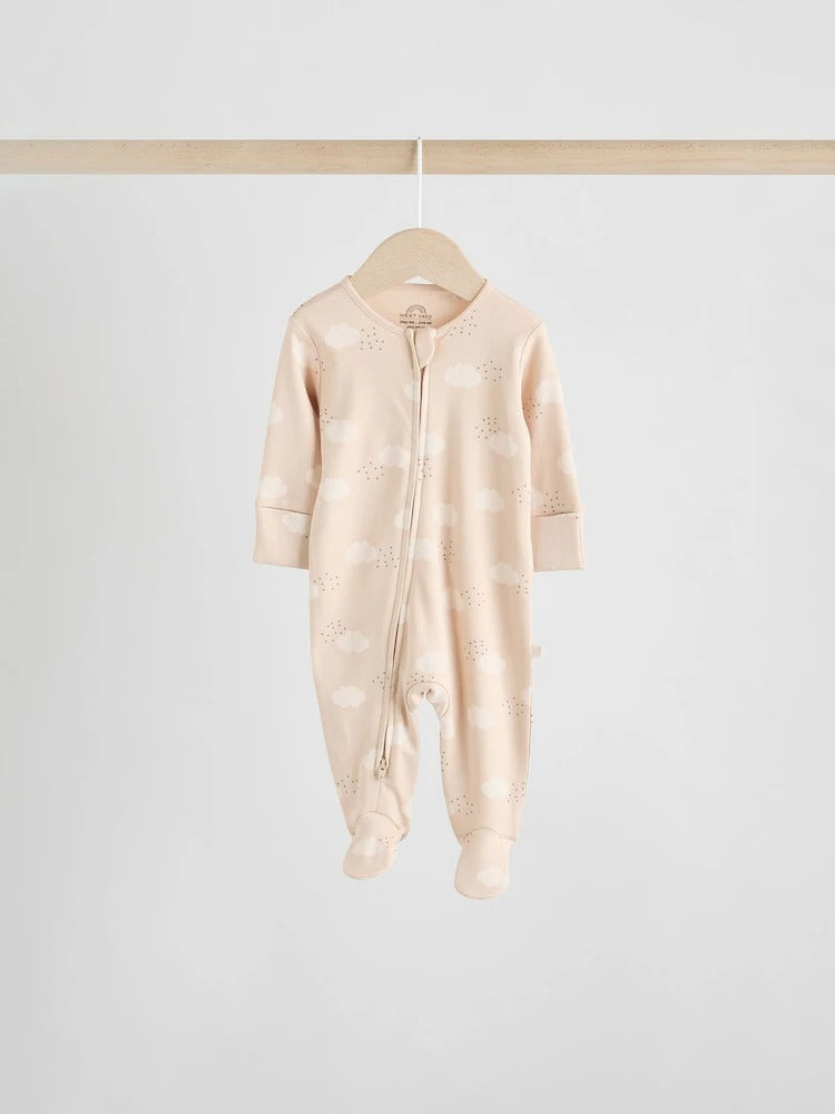Neutral 7 Pack Two Way Zip Baby Sleepsuits (0-2yrs)