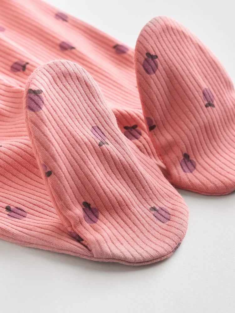 Pink/Rust Ditsy Floral 5 Pack Baby Sleepsuits (0-2yrs)
