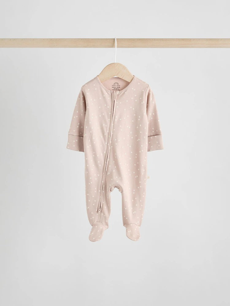 Neutral 7 Pack Two Way Zip Baby Sleepsuits (0-2yrs)